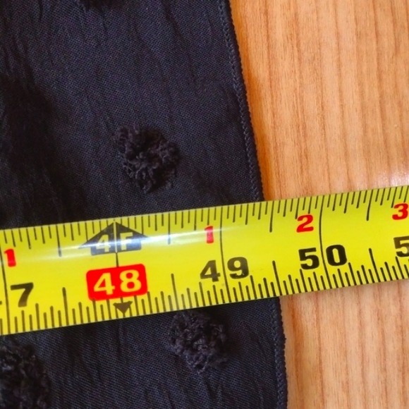 Black Long Sleeve V Neck Swiss Dot Smocked Maxi Dress Size XL - Picture 9 of 12